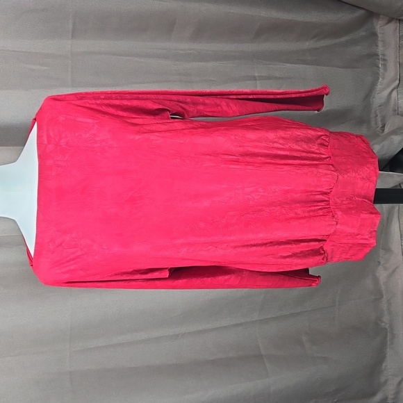 Diane Kroe red sheen dolman long sleeve boat neck top, size small - Picture 1 of 9